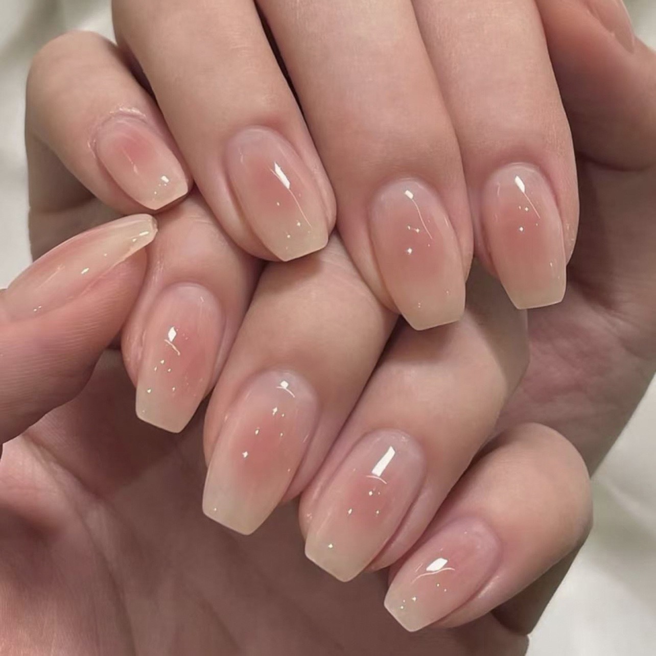 Nude Pink Blusher Medium Nails