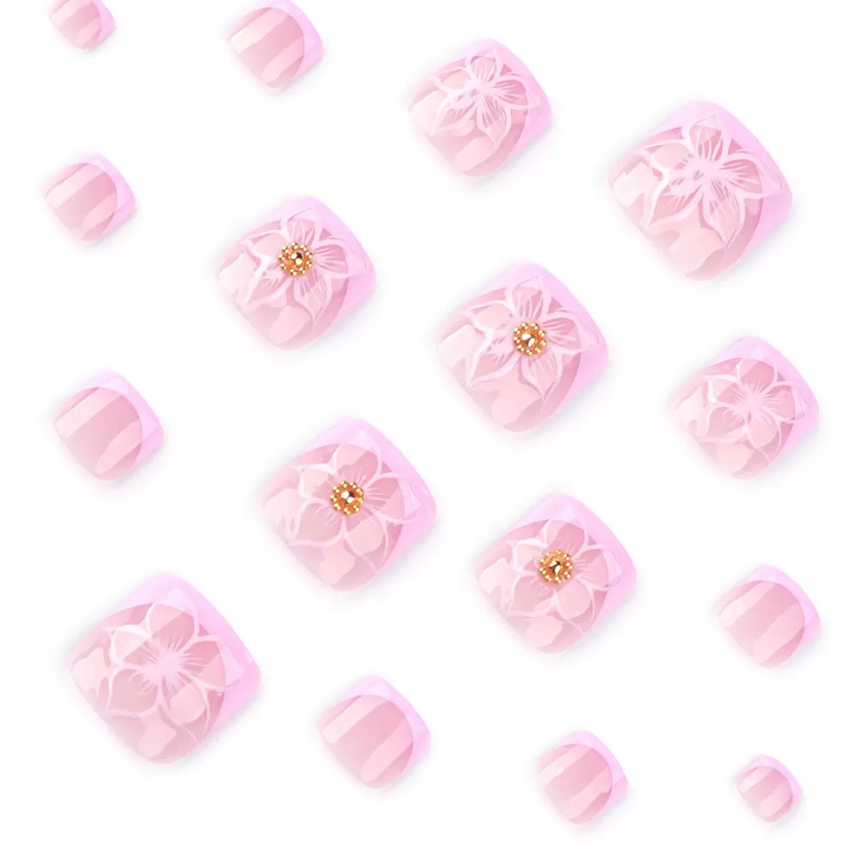 3D Pink Flowers Toe Nails
