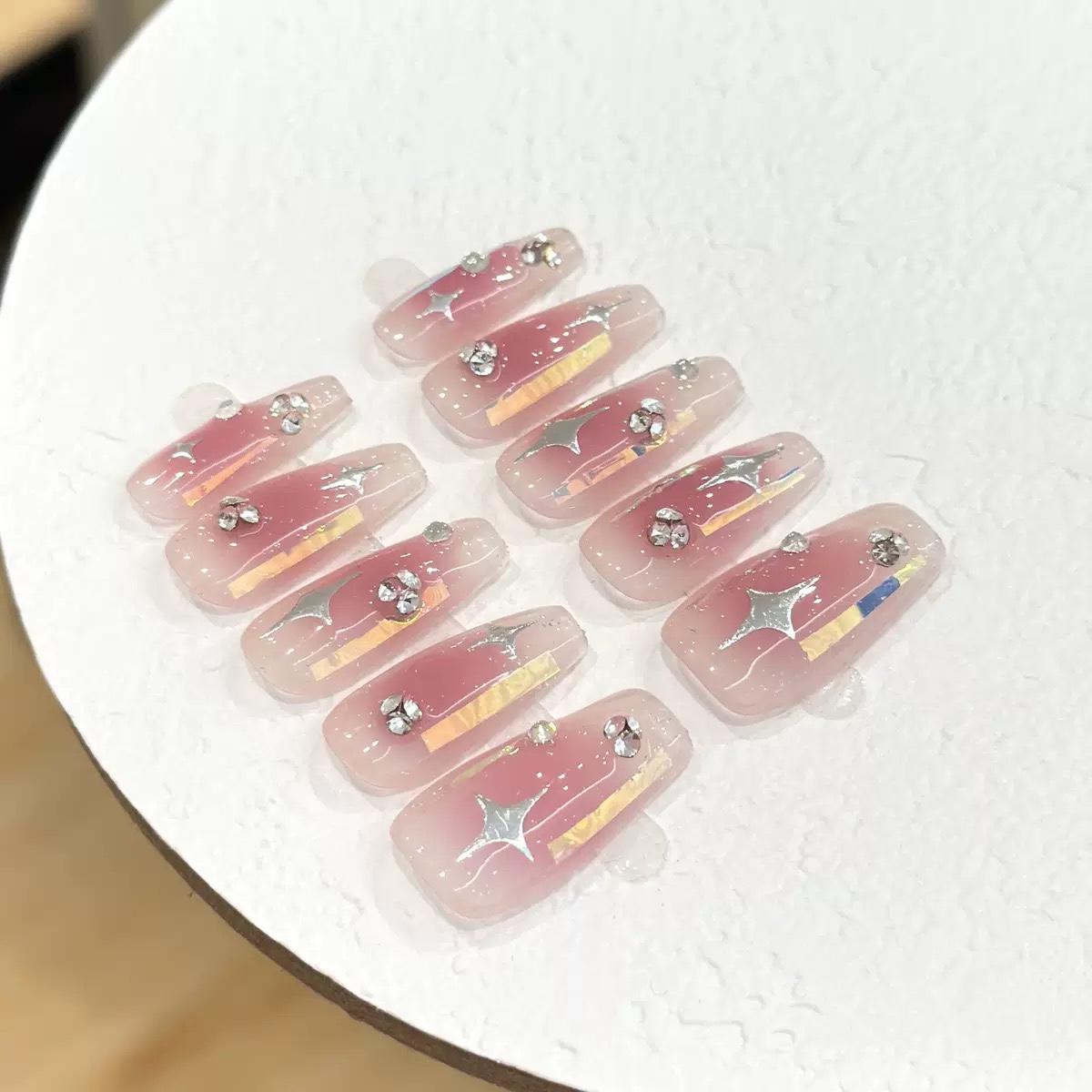 Aurora Blusher Handmade Stars nails