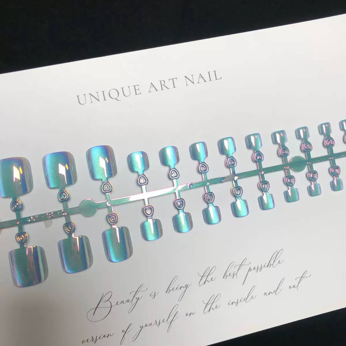 Aurora Blue Press on toenails