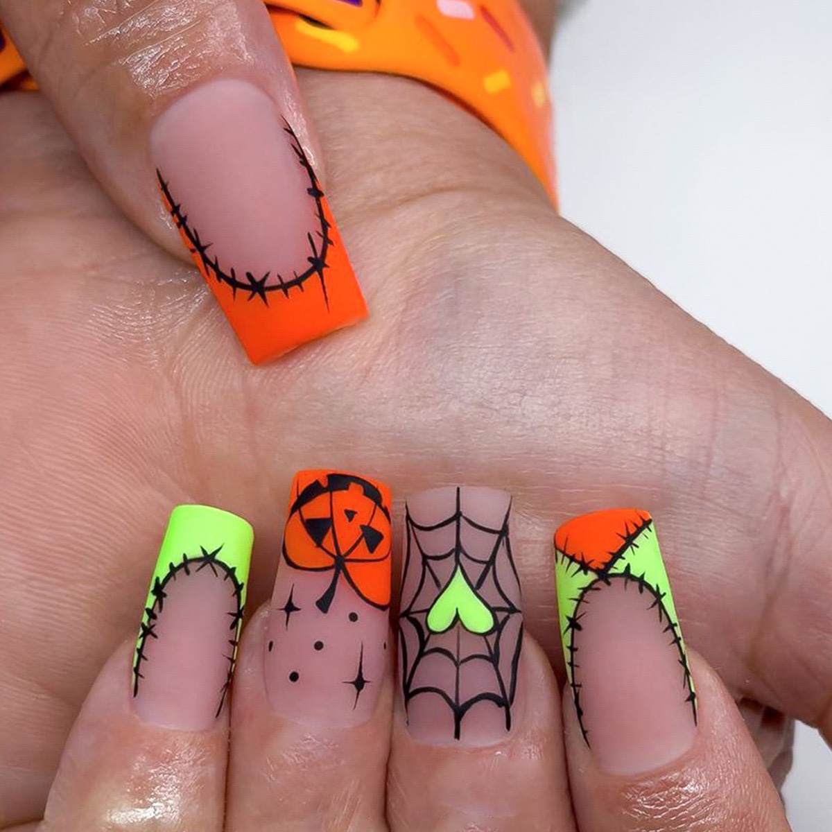 Halloween Pumpkin Medium Nails