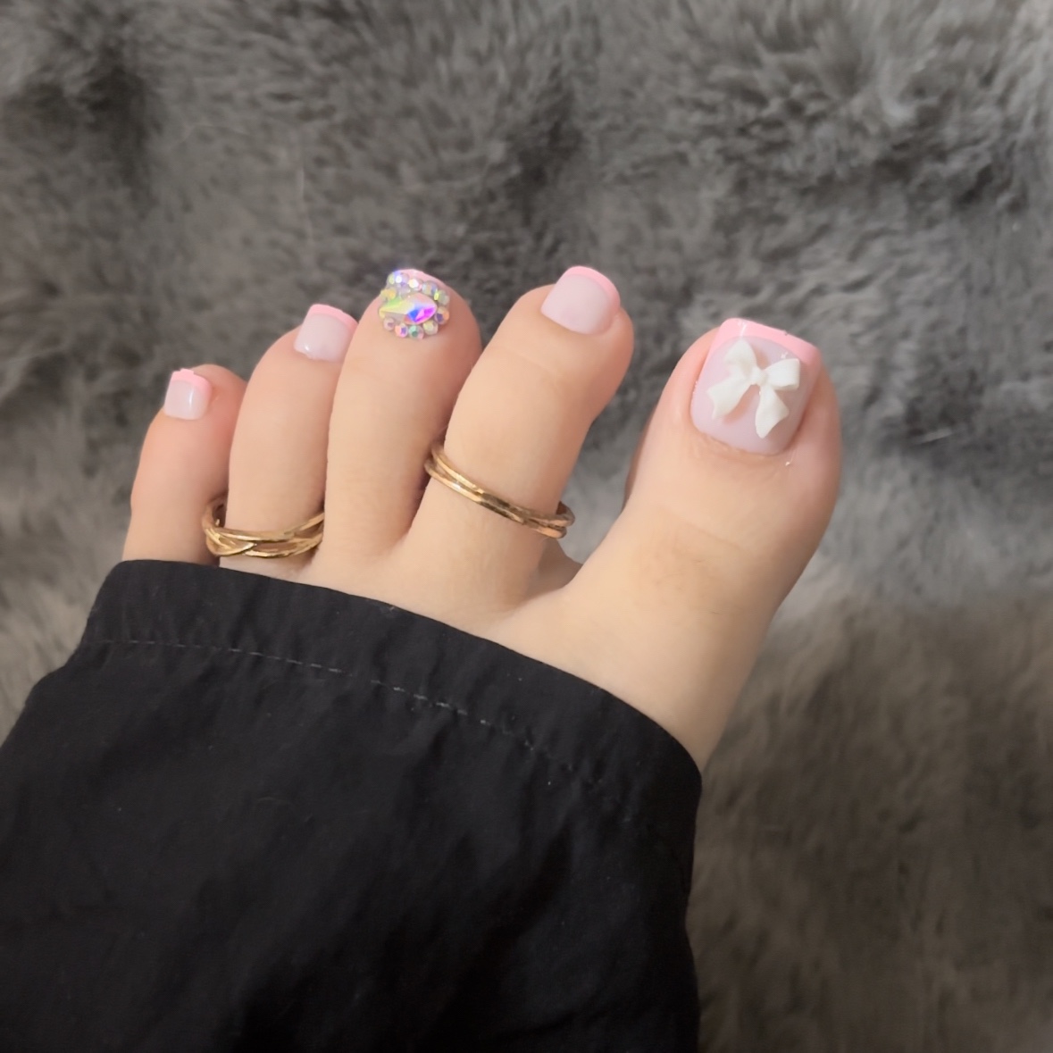 Pink French Tips Toe Nails