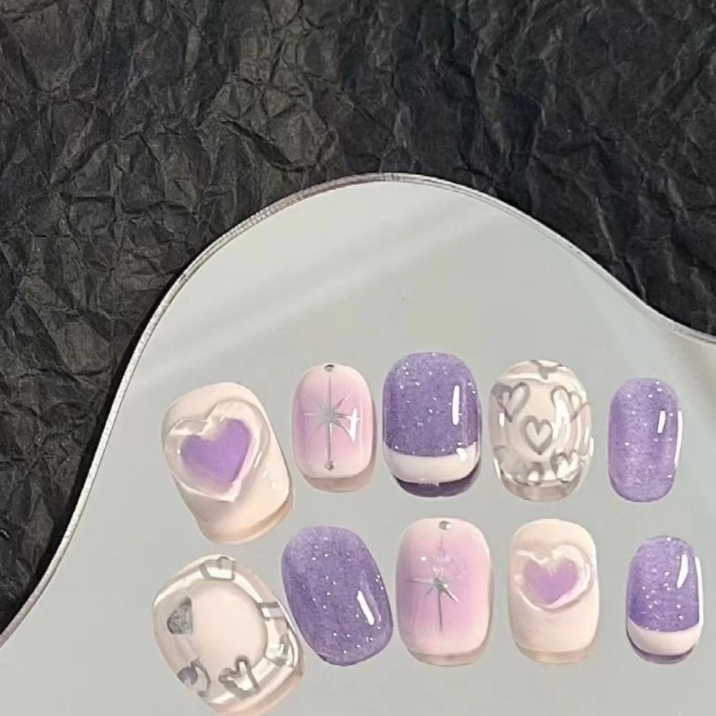 Purple Heart Handmade Nails