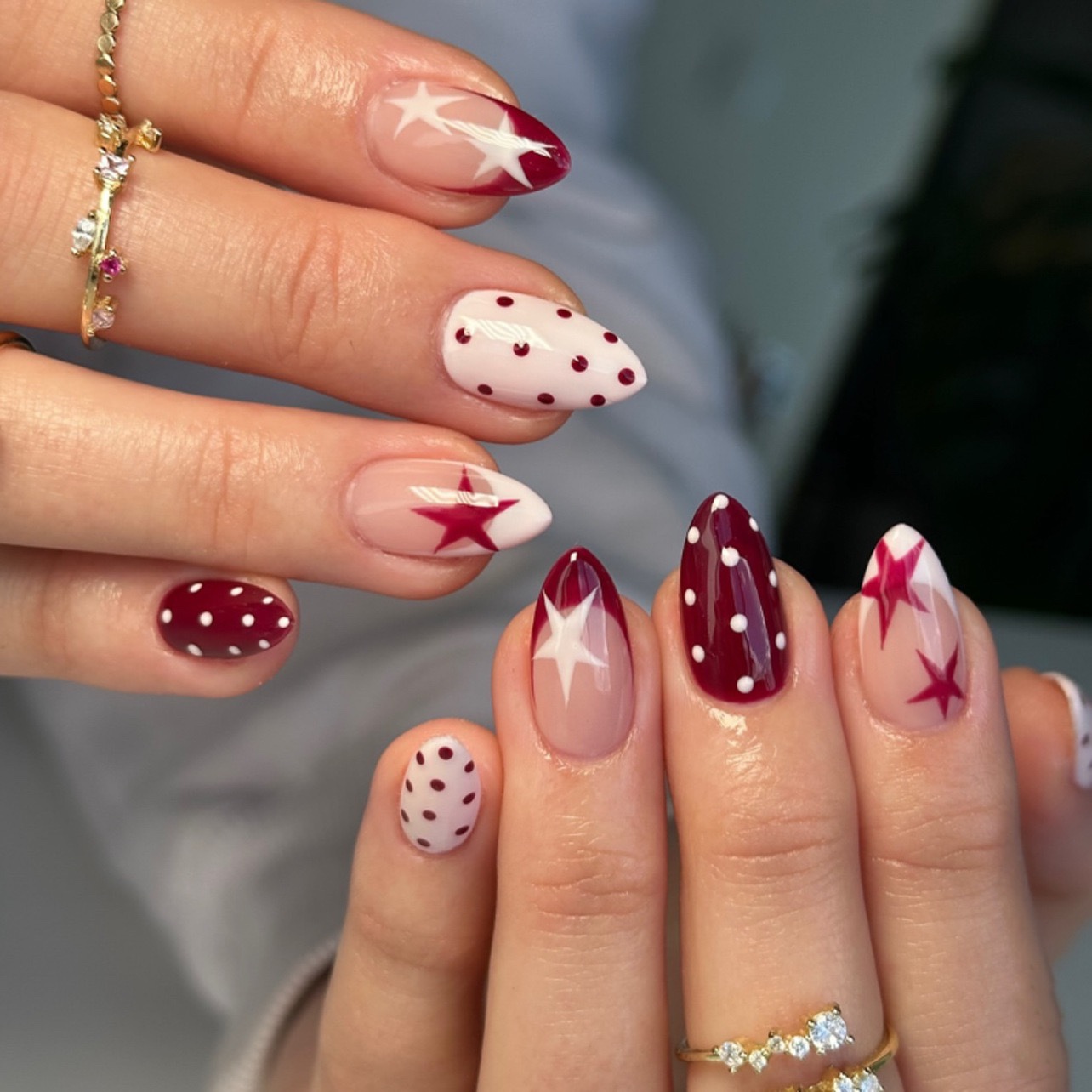 Polka dots & Star Medium Nails
