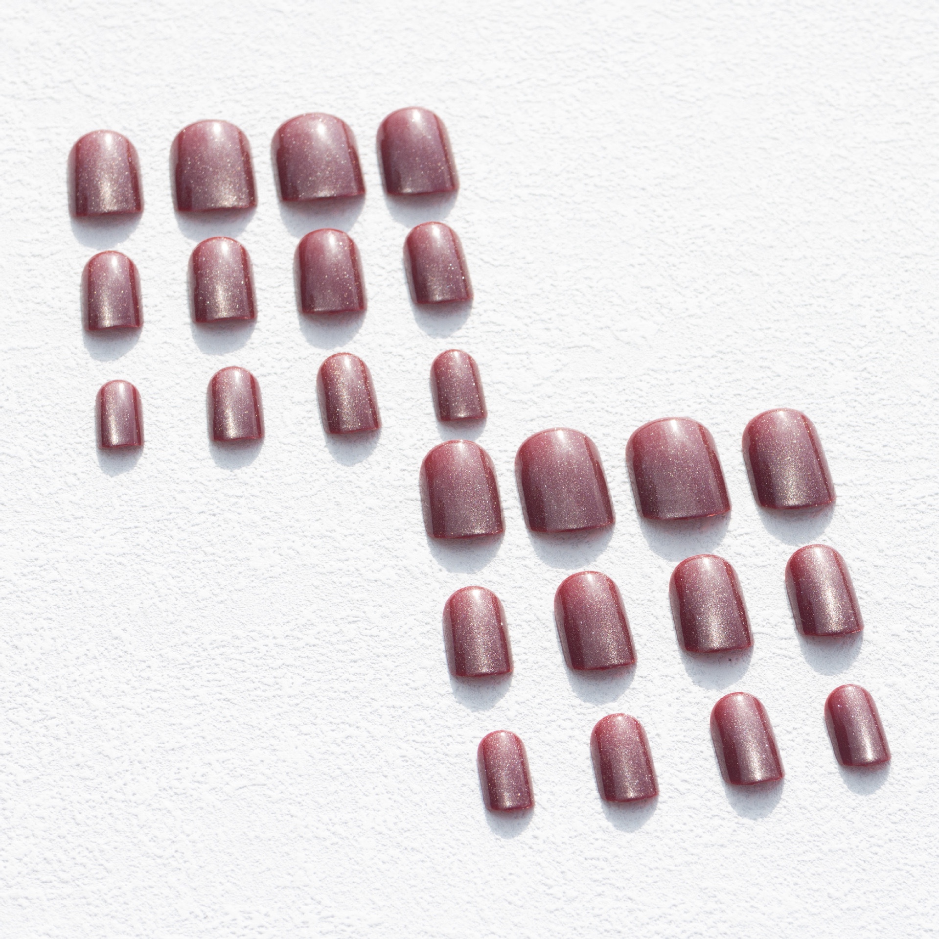 Wine glitter Short Nails