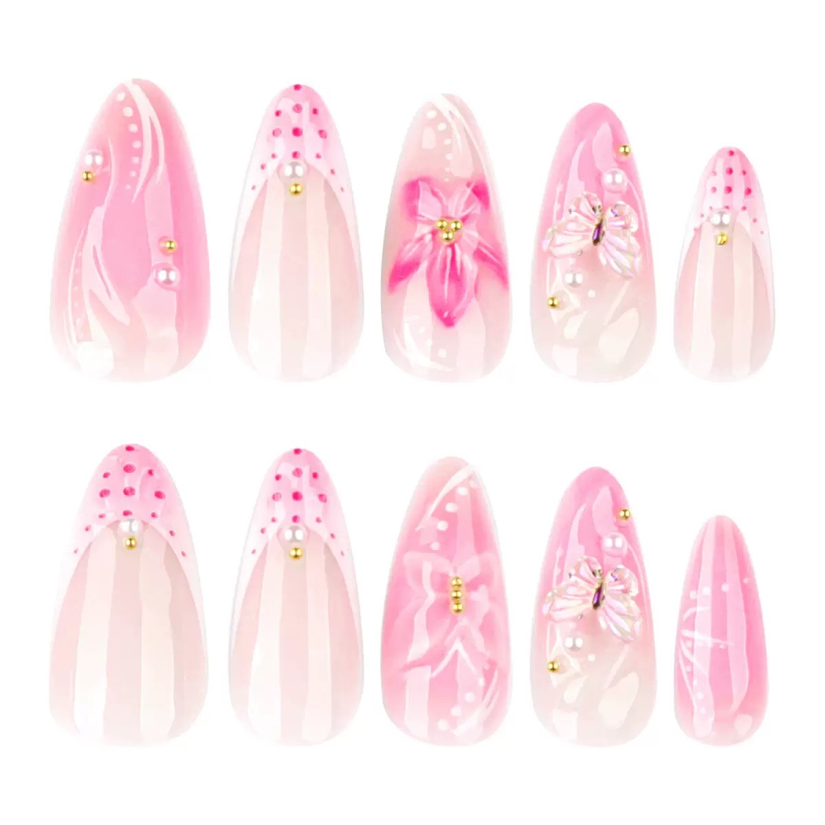 3D Pink Sea Medium Nails