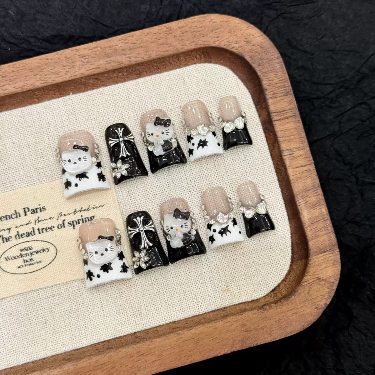 Cutest Black Kitty Duck Handmade Nails