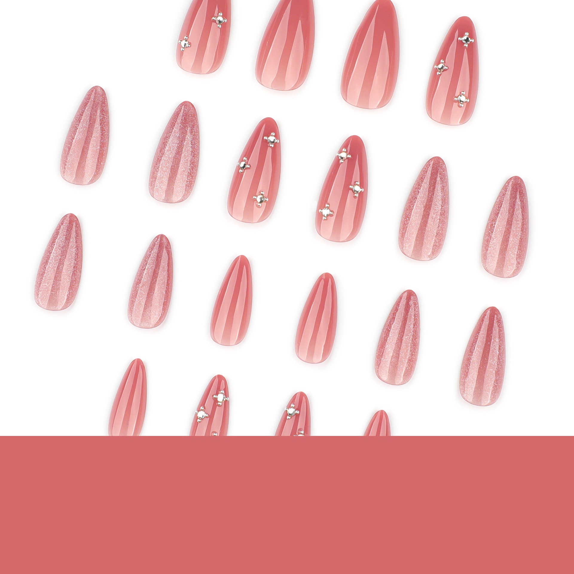 Peach Cat Eyes Medium Nails