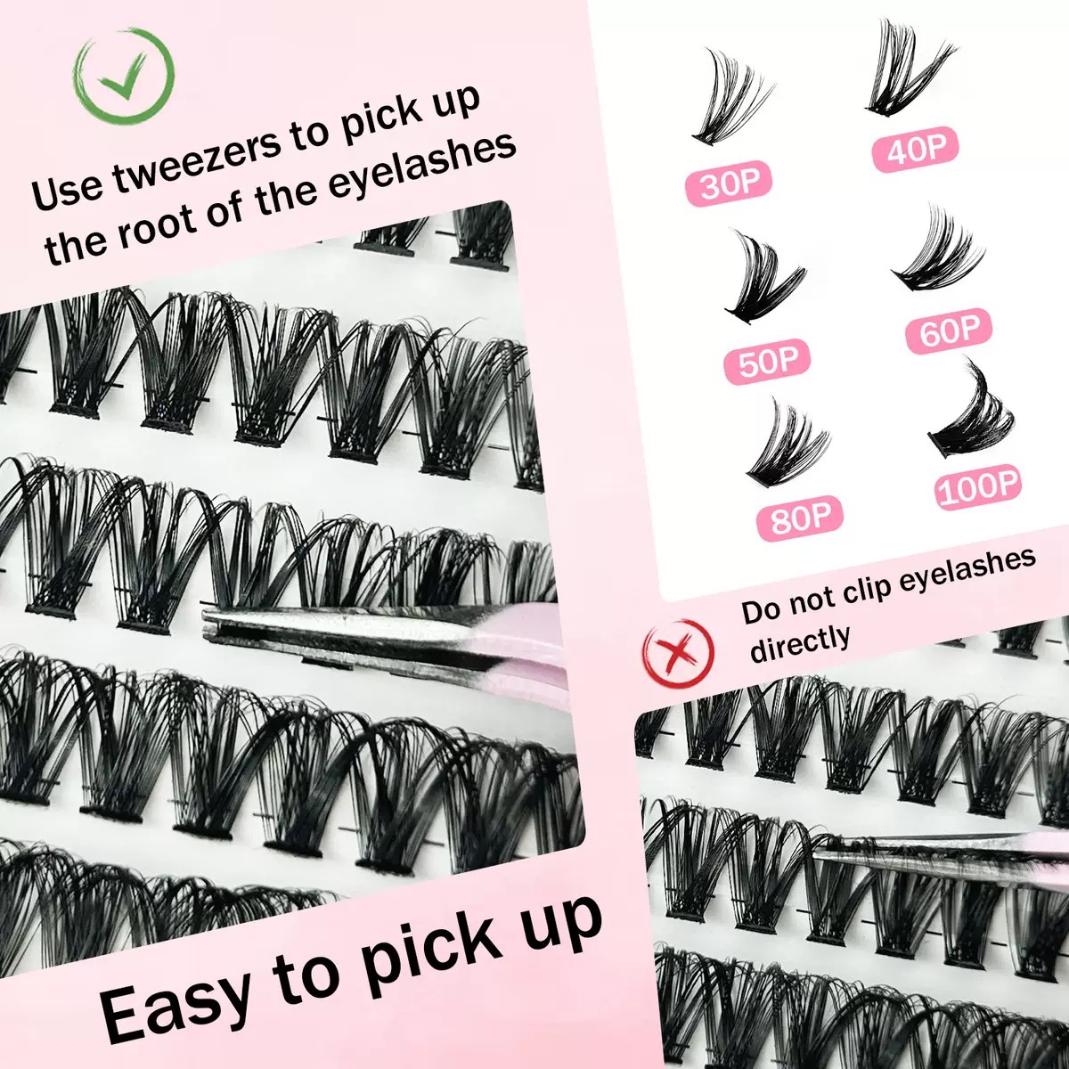 Natural eyelash book mixed with thick three- dimensional hard-stem false eyelashes