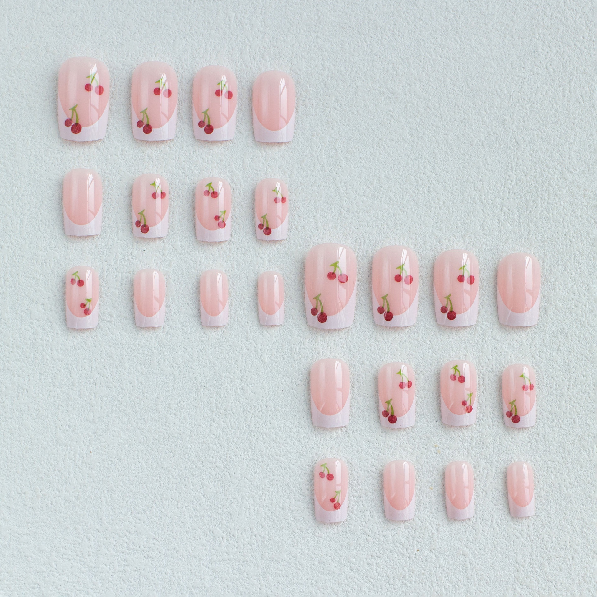 Cherry French tips medium nails