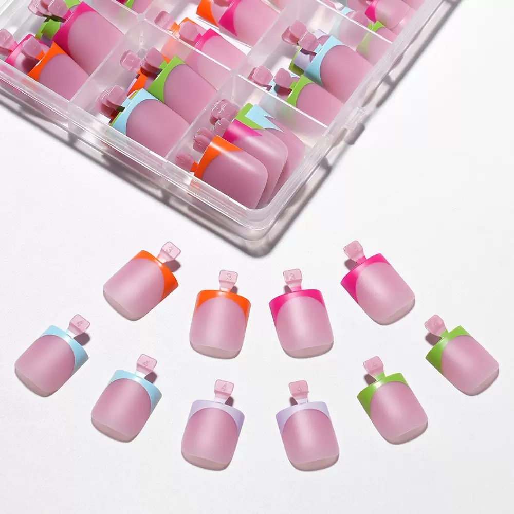 Rainbow Short Square Toe Nails Pro-Tips 150pcs