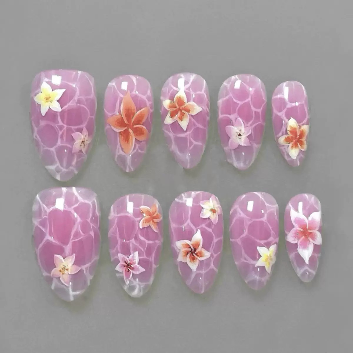 Pink Sea wave Medium Nails