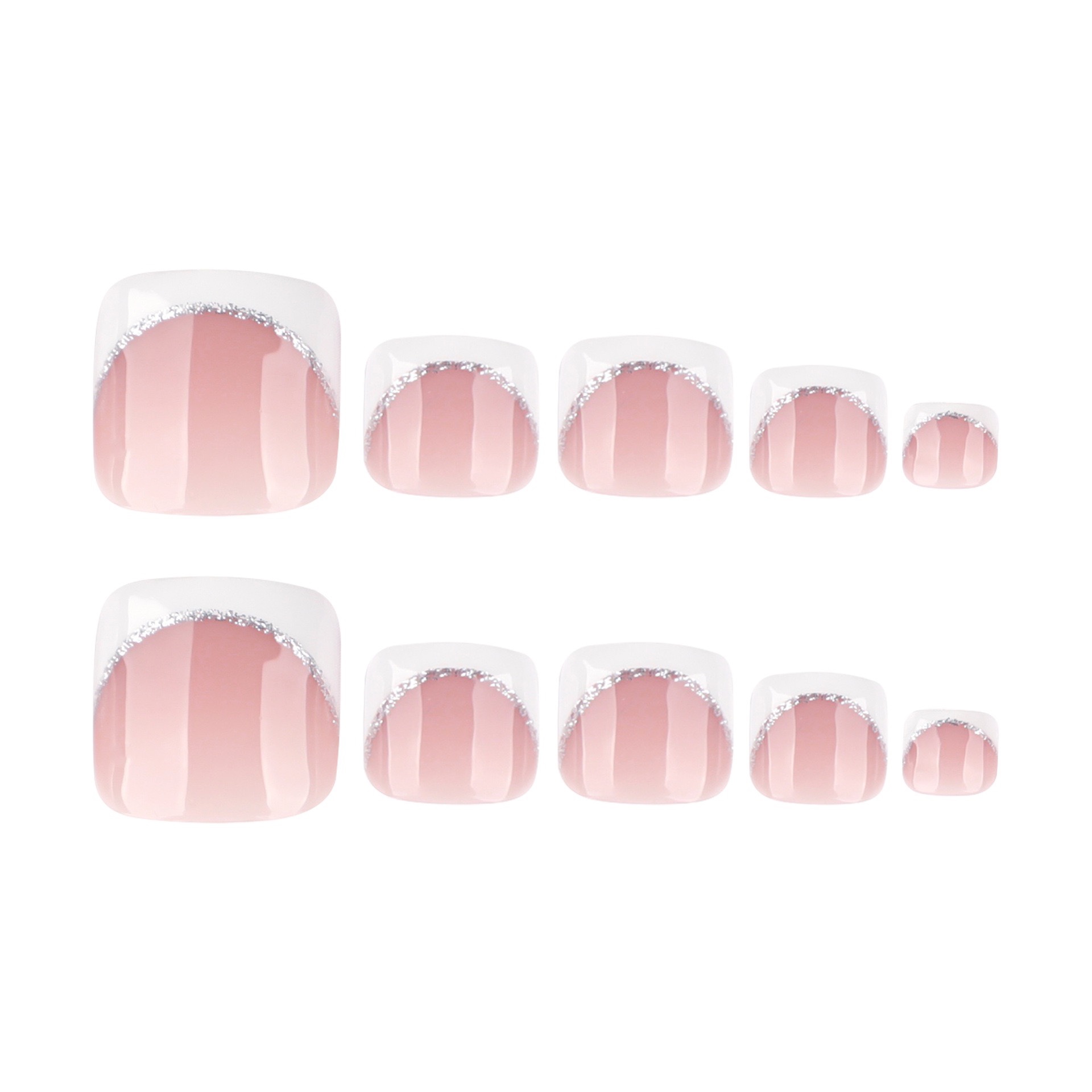 Glitters French Tips Toe Nails