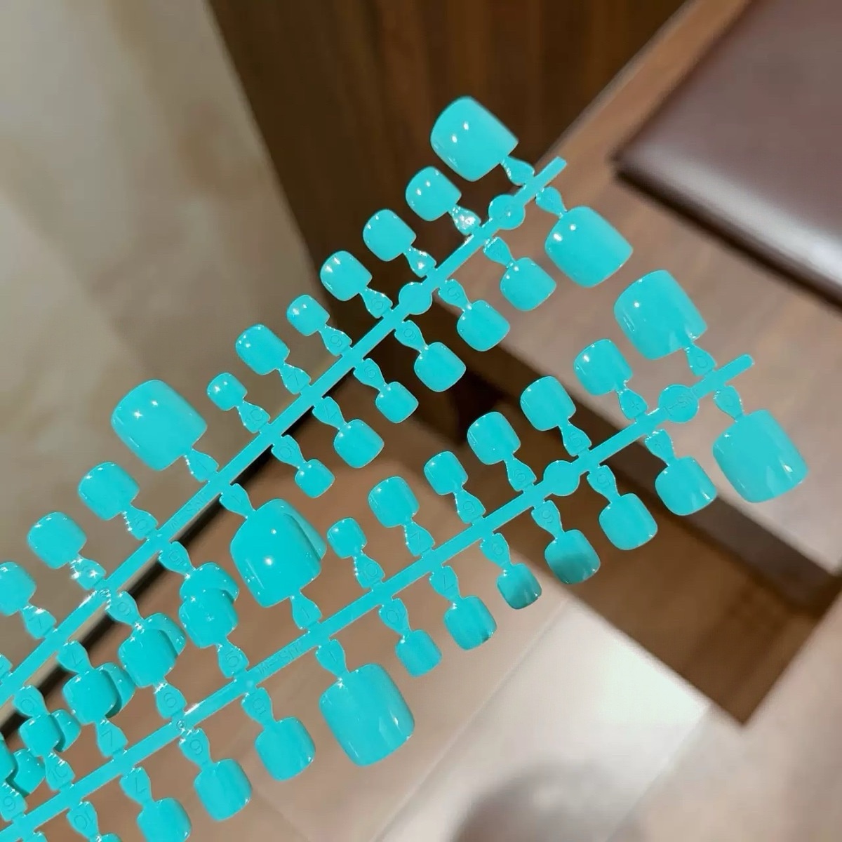 Tiffany Blue Toe Nails 42pcs
