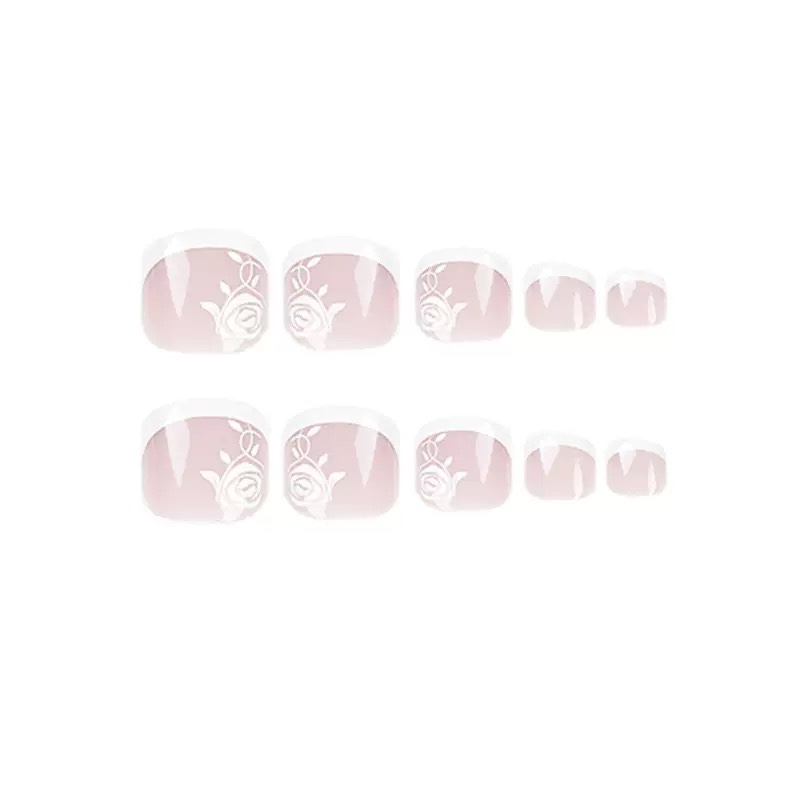 White Rose Toe Nails
