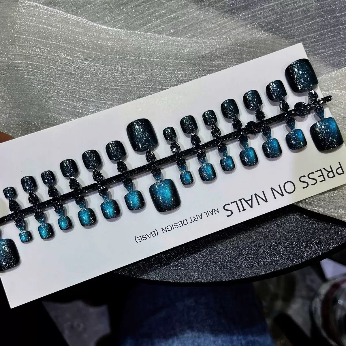 Blue Galaxy Press On Toenails 42pcs