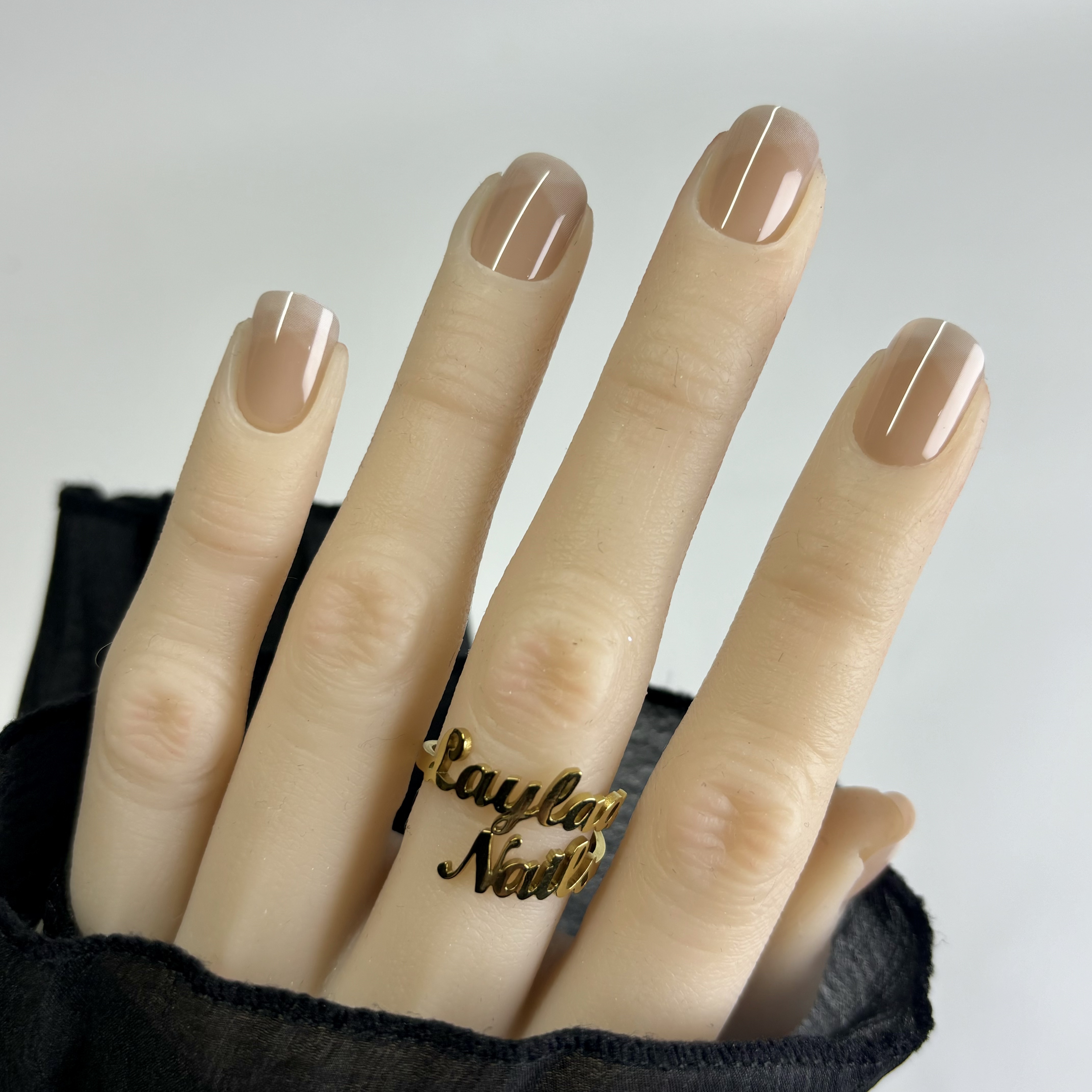 S43 Nude gradient White French short nails