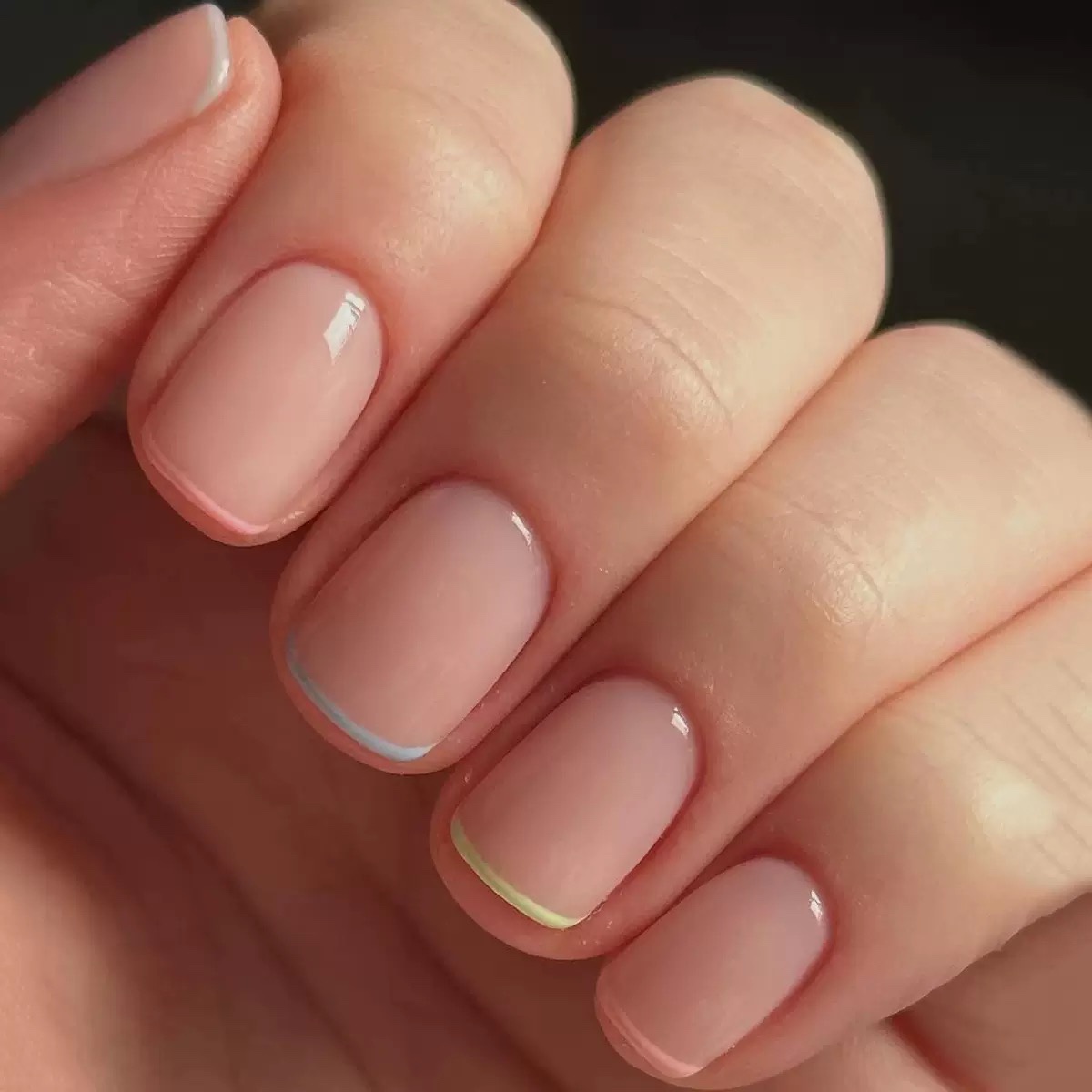 Classic nude French short nails