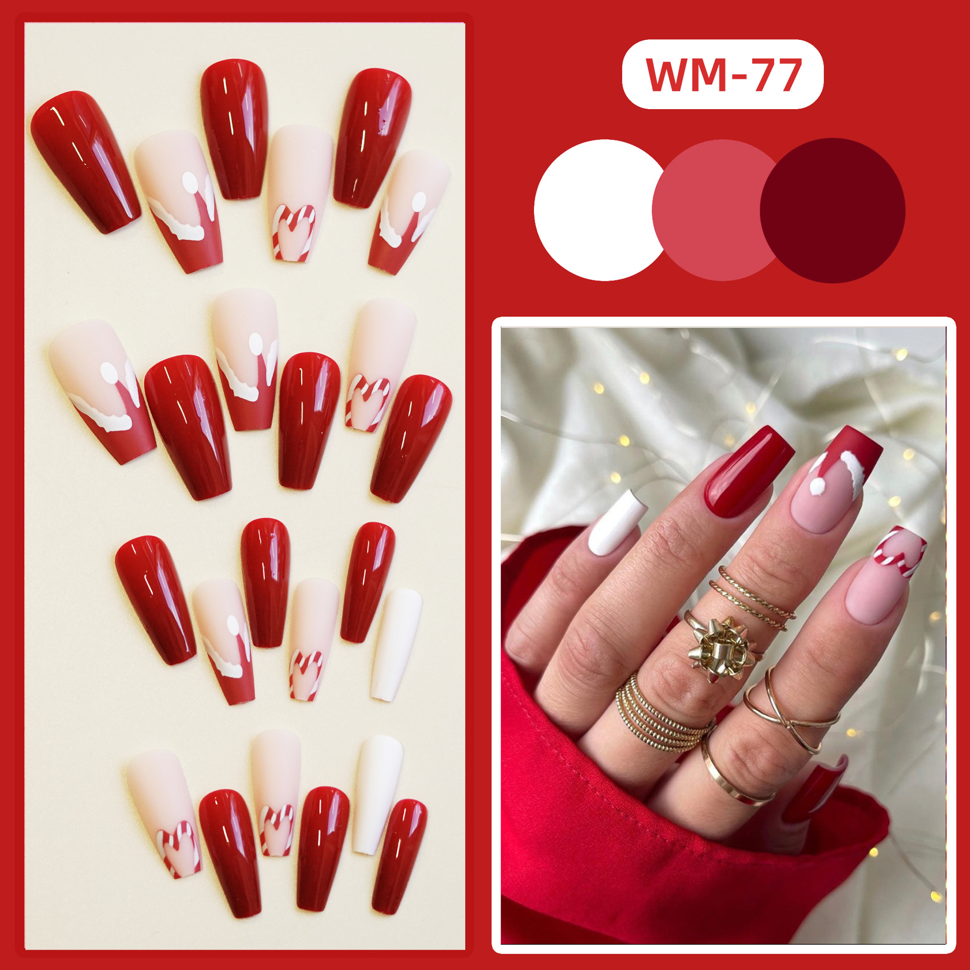 Matte Christmas hat nails