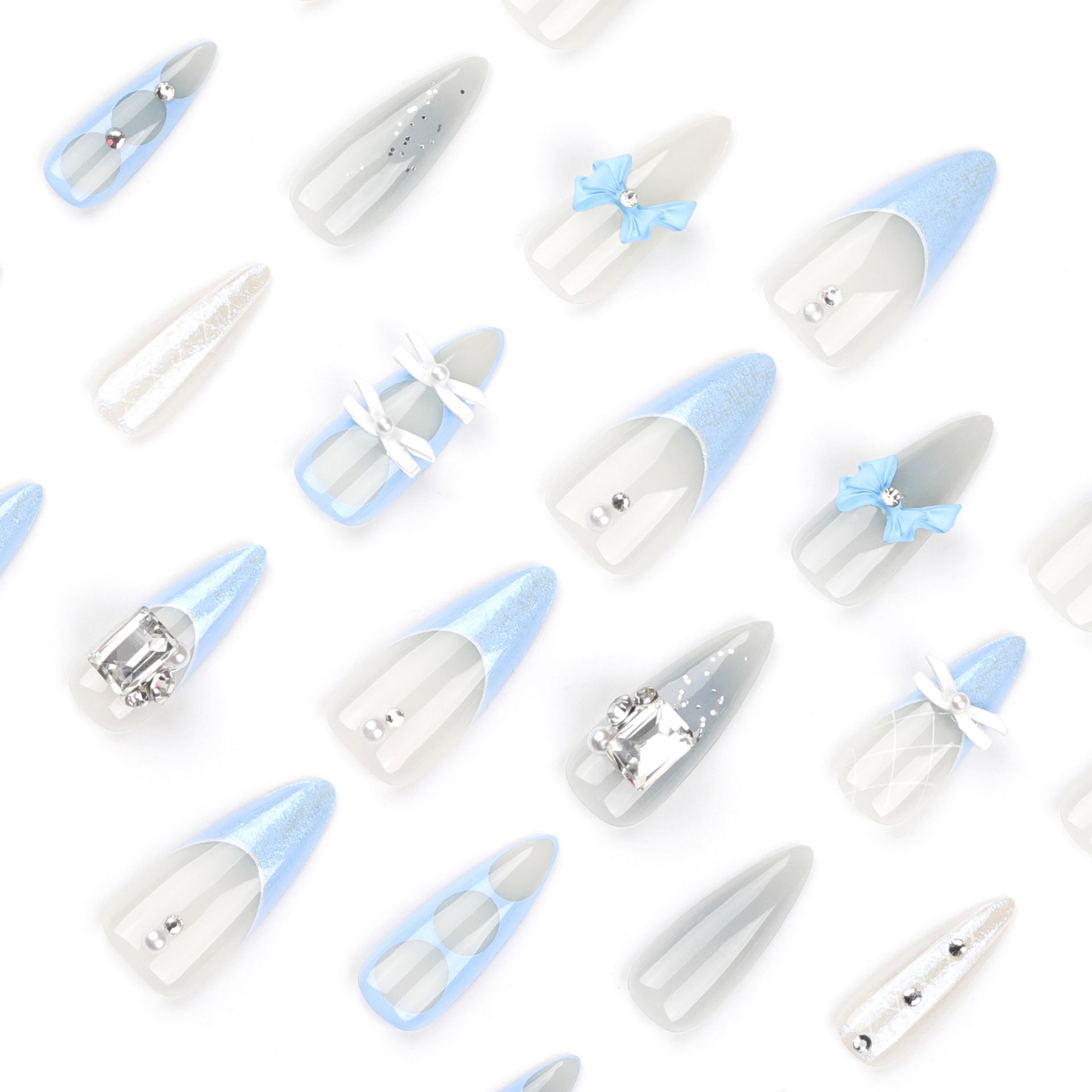 Blue Ballet Shoes Long Nails