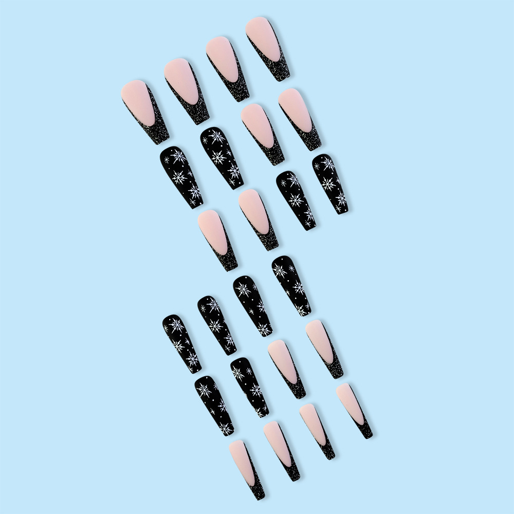 Black matte snowflake Christmas nails