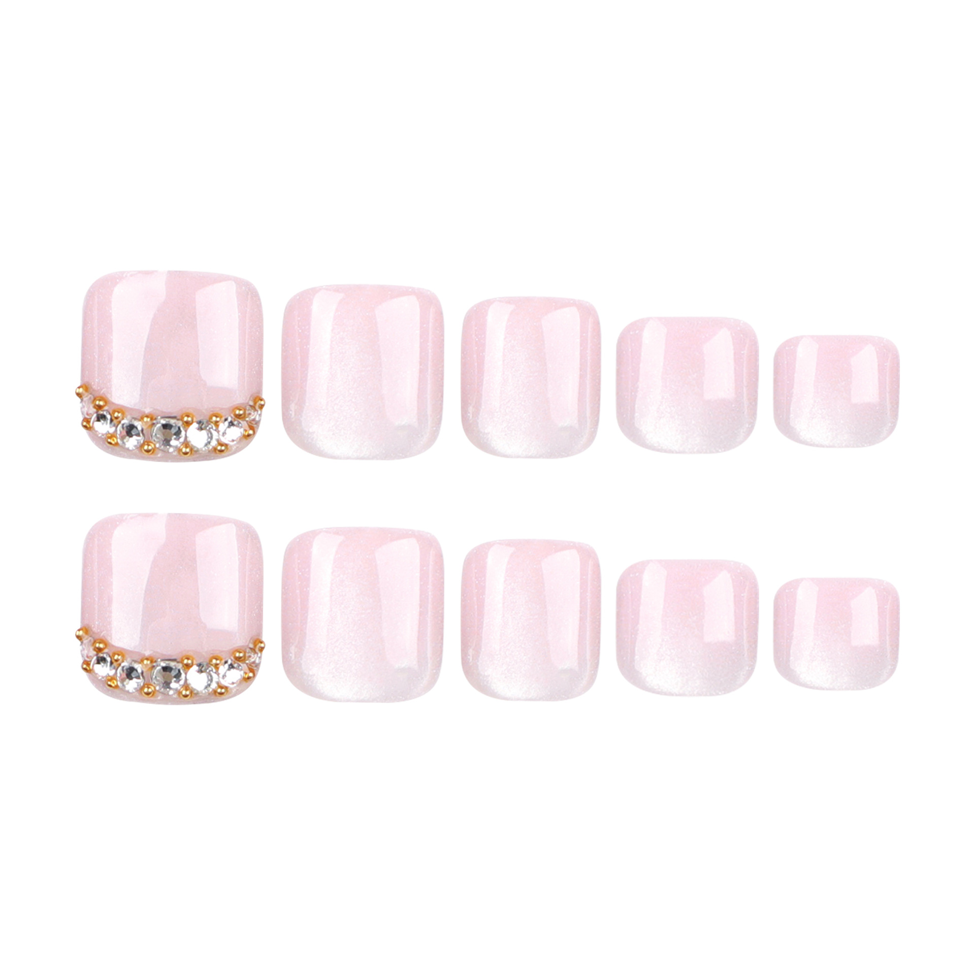 Pink Cat Eye Toe Nails