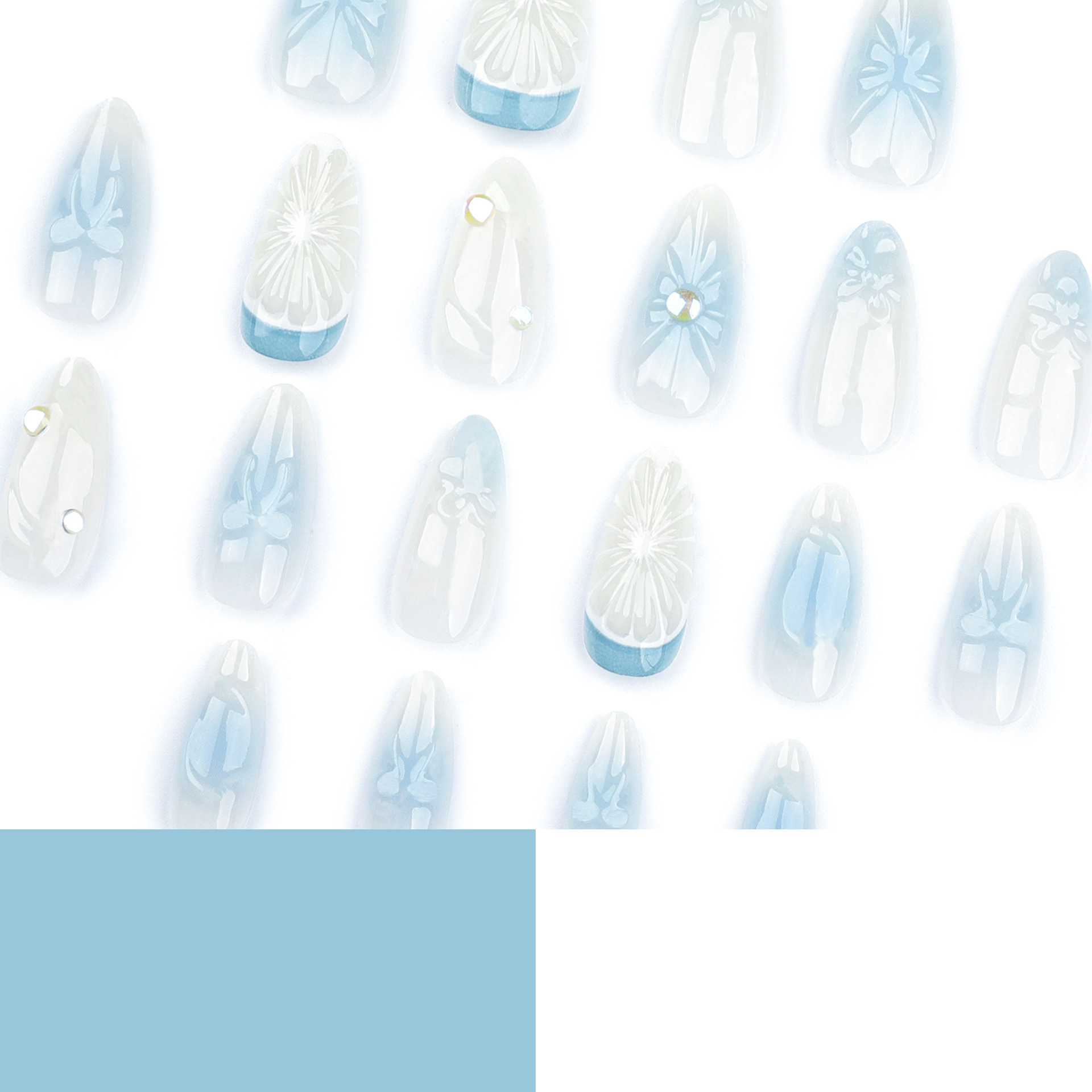 3D Blue Fruit Medium Nails