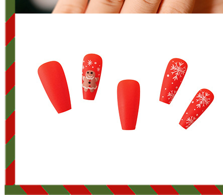 Snowflake Gingerbread Man Christmas Nails