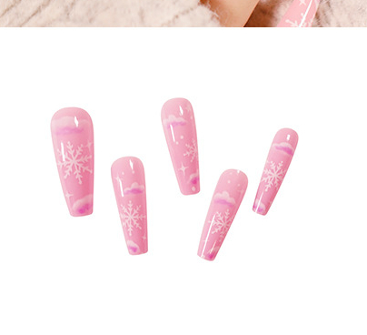 Pink snowflake Christmas Nails