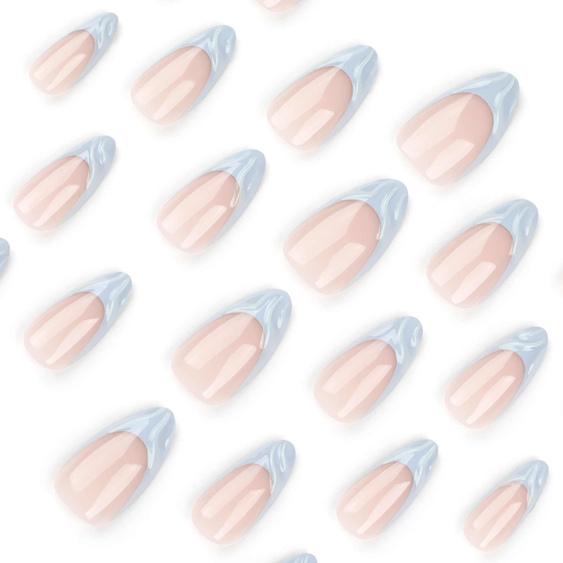 3D French Tip Medium Nails