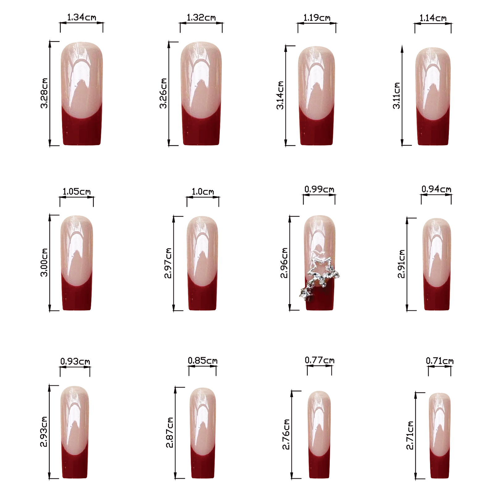 3D  Star French tips long nails
