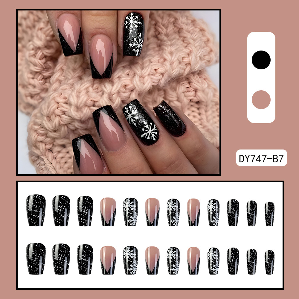 Black French Tips Christmas nails