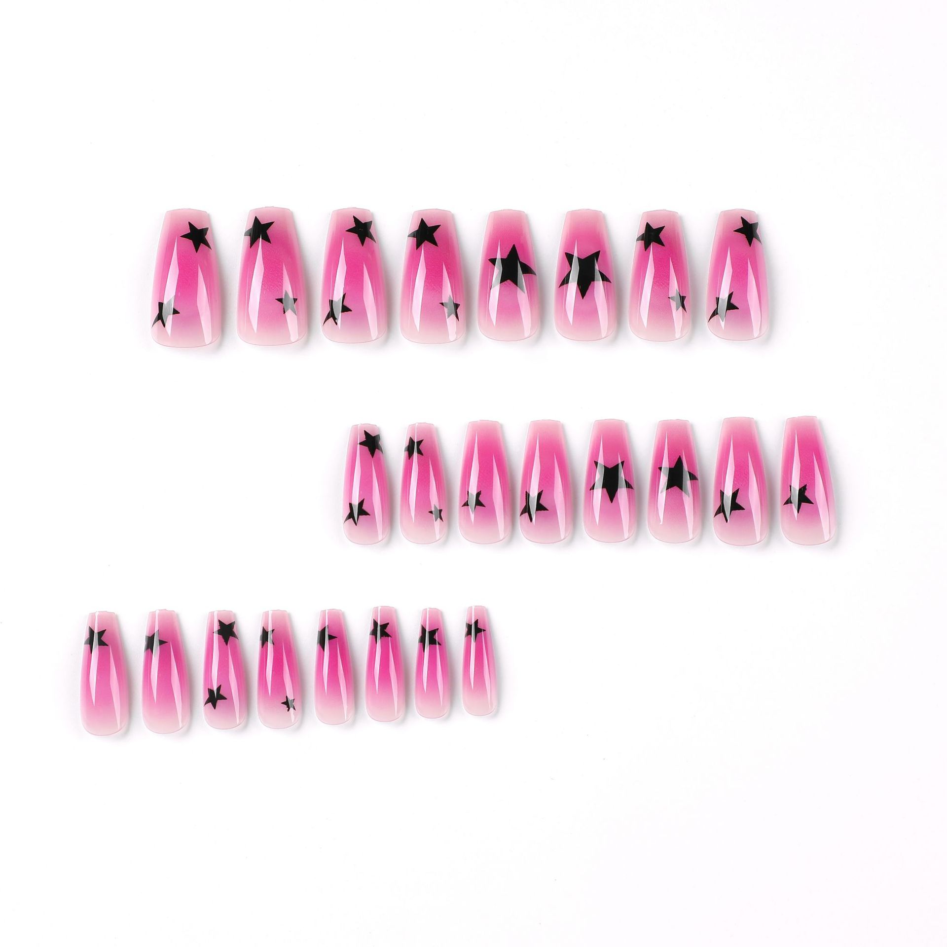 Hot pink star Long nails