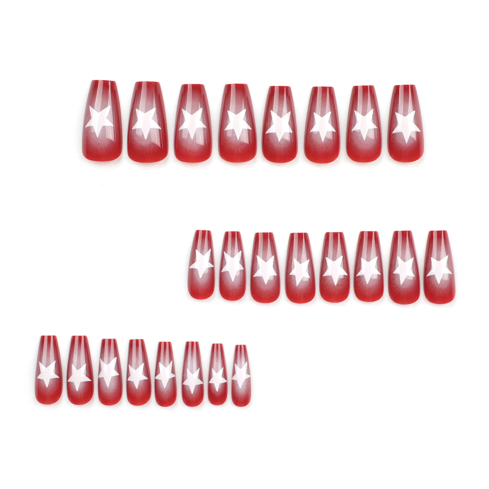 Hot red stars Long nails