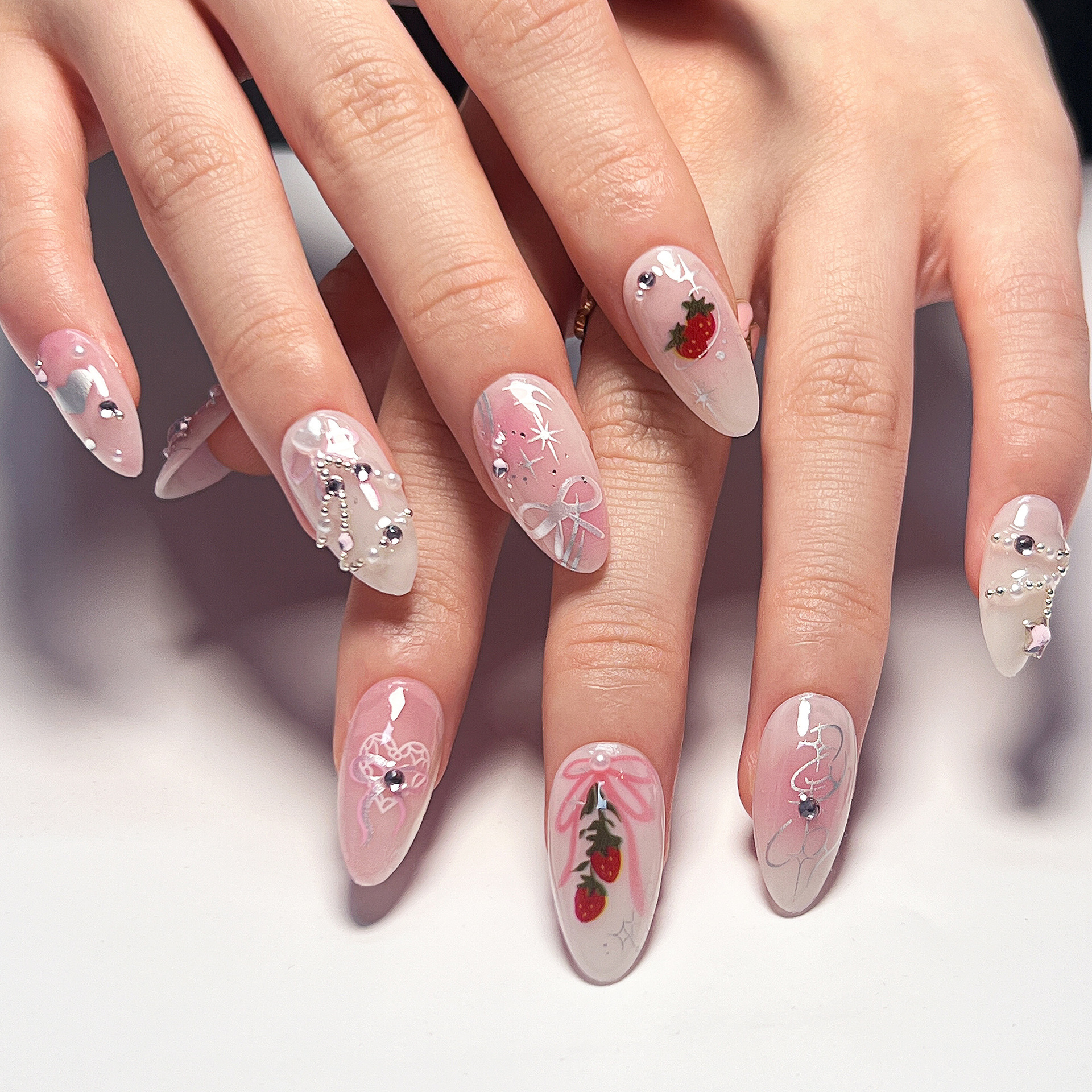 Strawberry Cake Medium Nails
