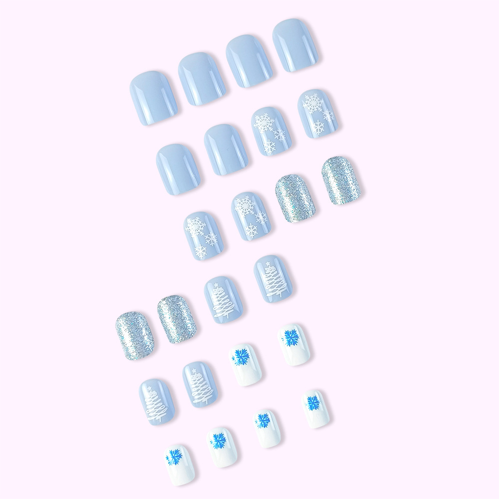 Christmas Glitter Snow nails