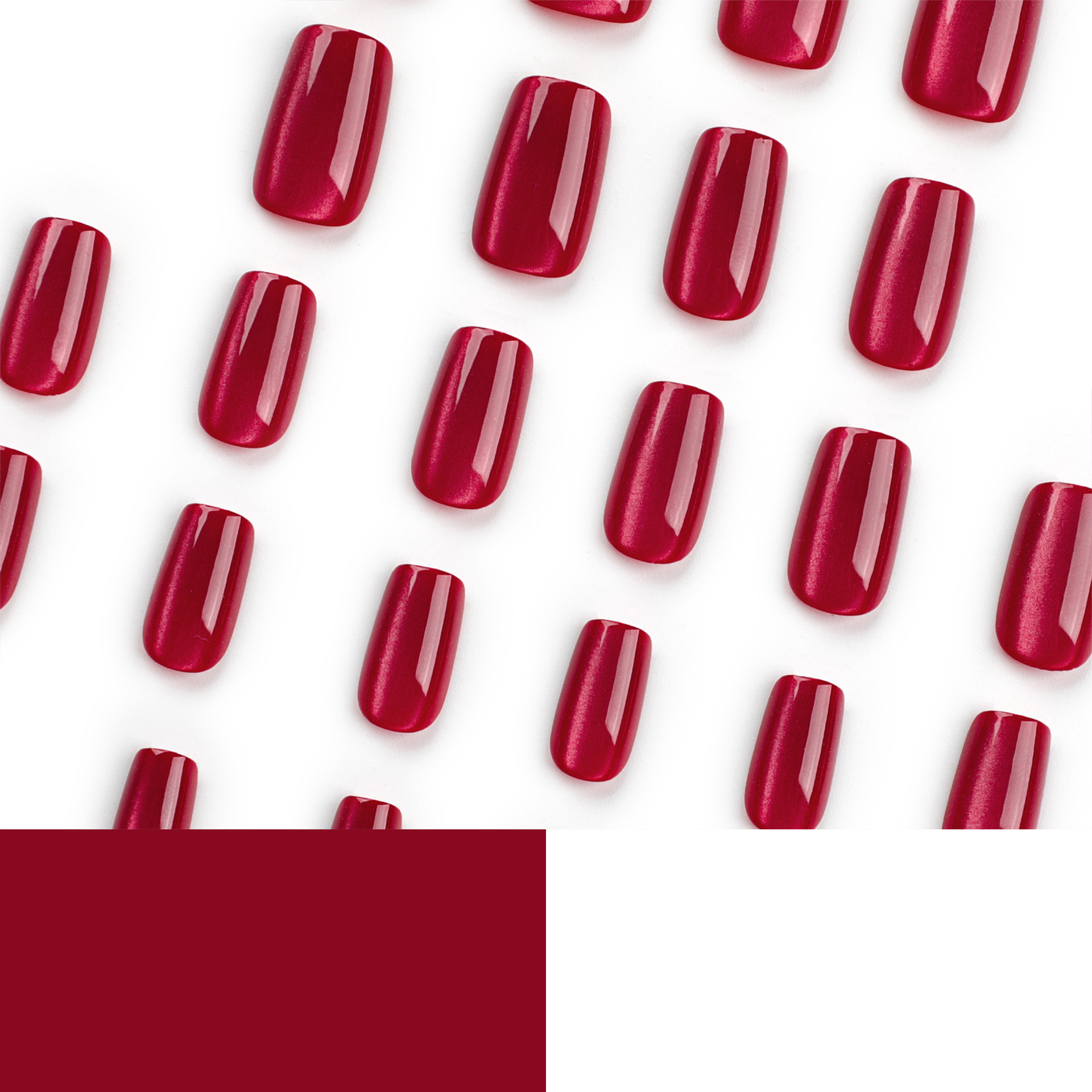 Wine Red Cat Eyes Valentine's Day Medium Nails