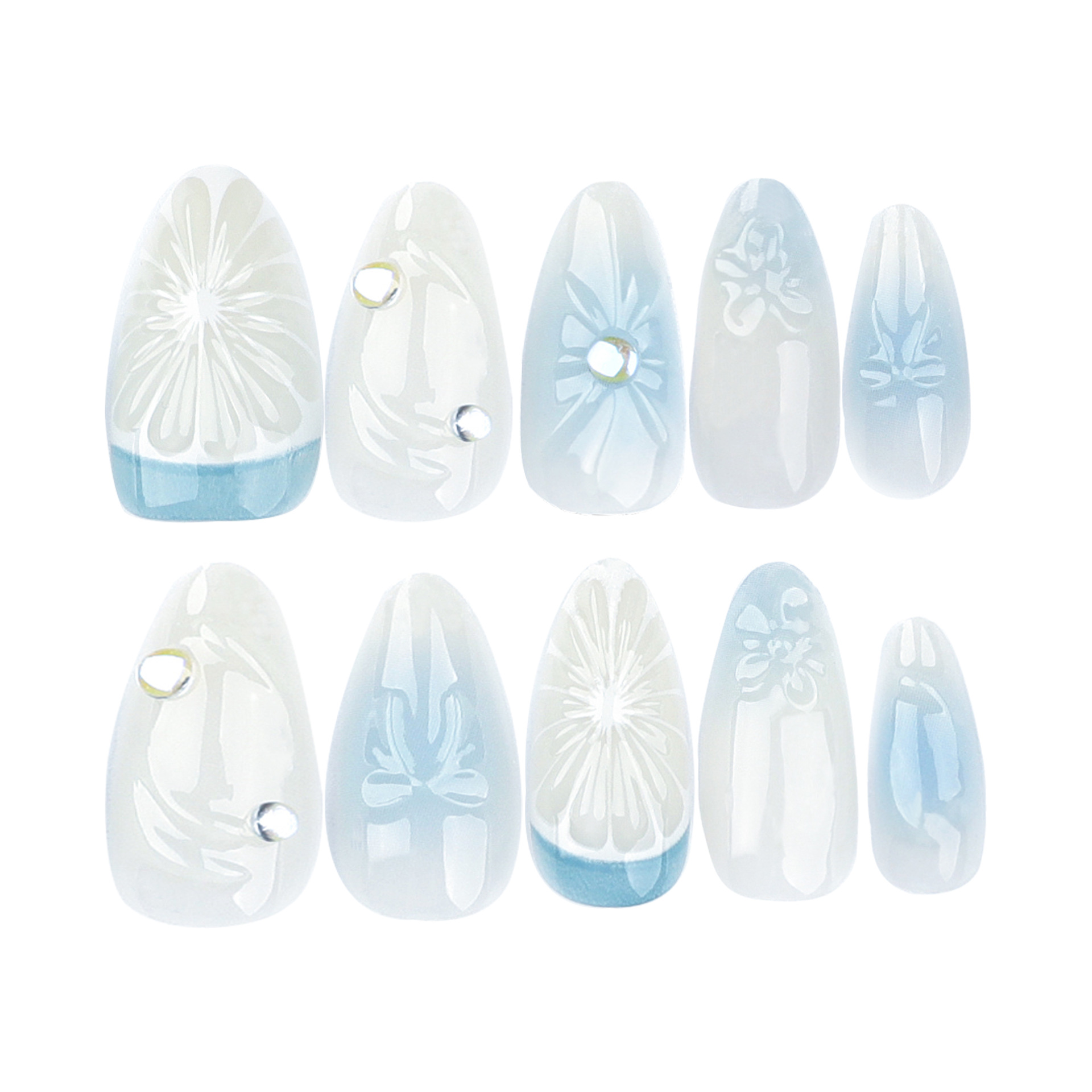 3D Blue Fruit Medium Nails