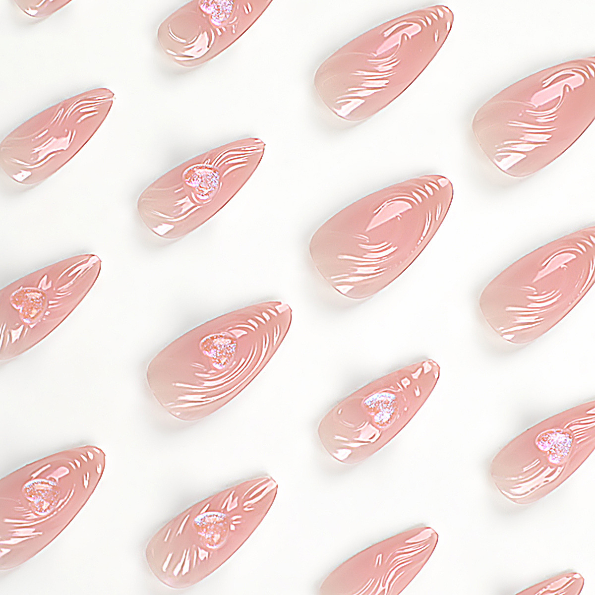 Aurora relief heart Long nails