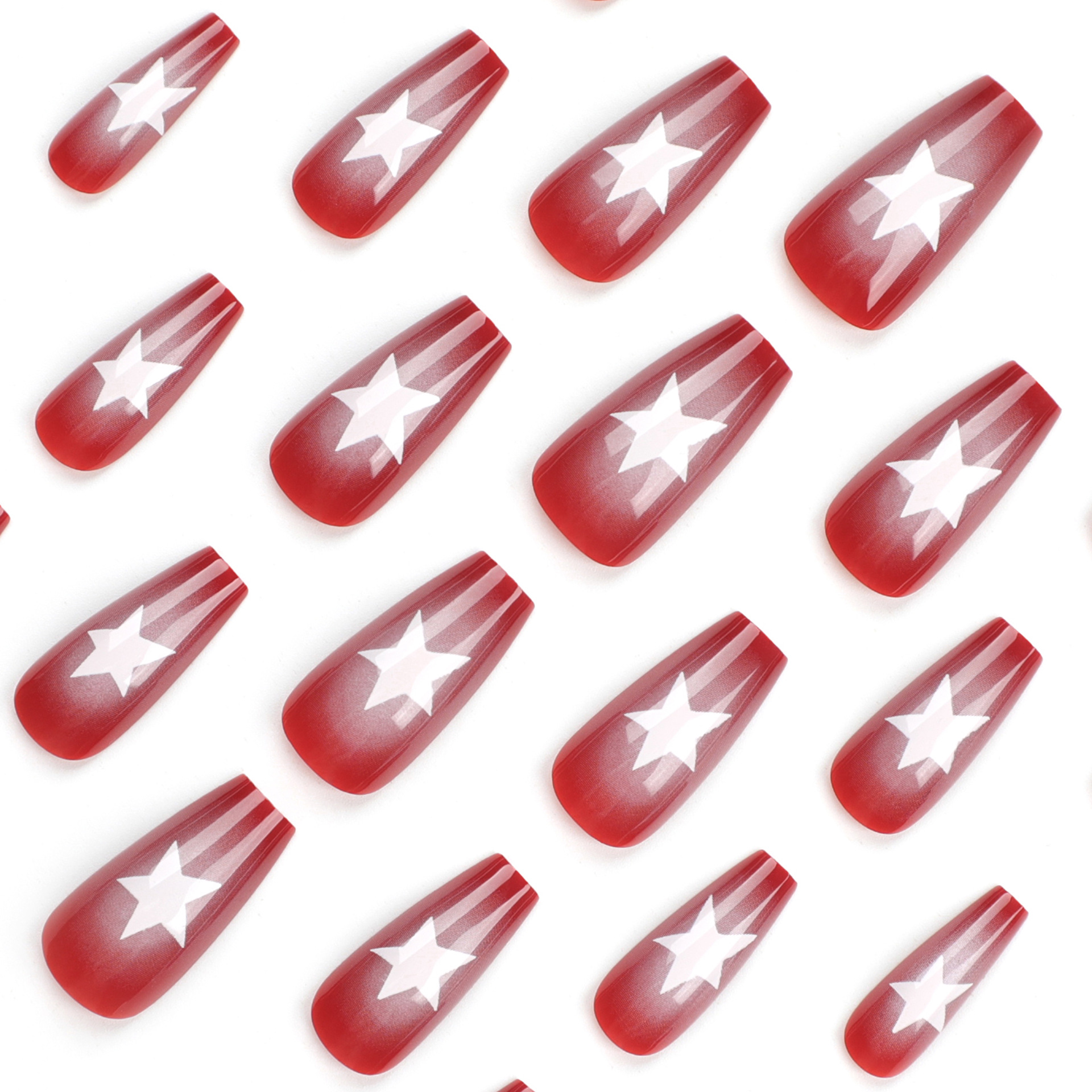 Hot red stars Long nails