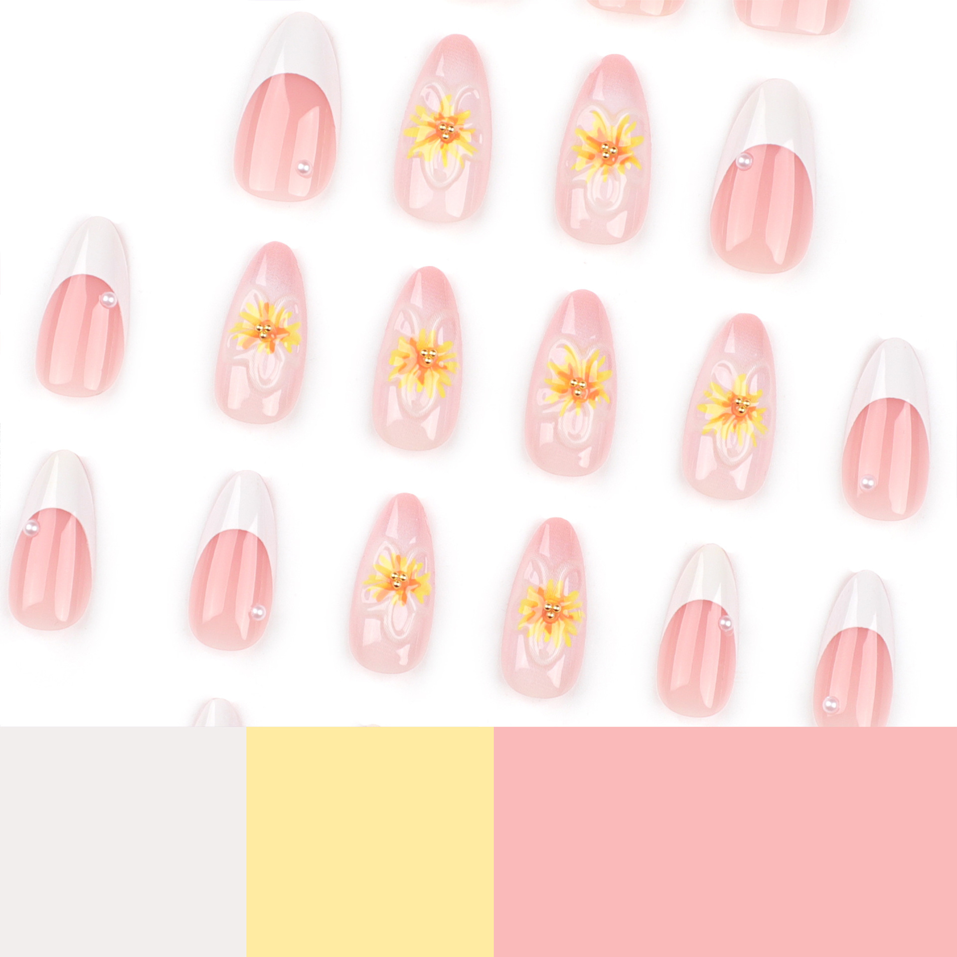 3D Plumeria Medium Nails