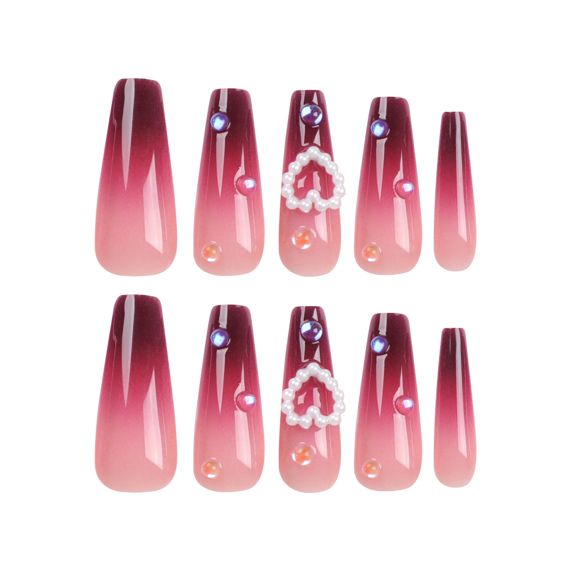 Pearl Love Valentine's Day Long Nails