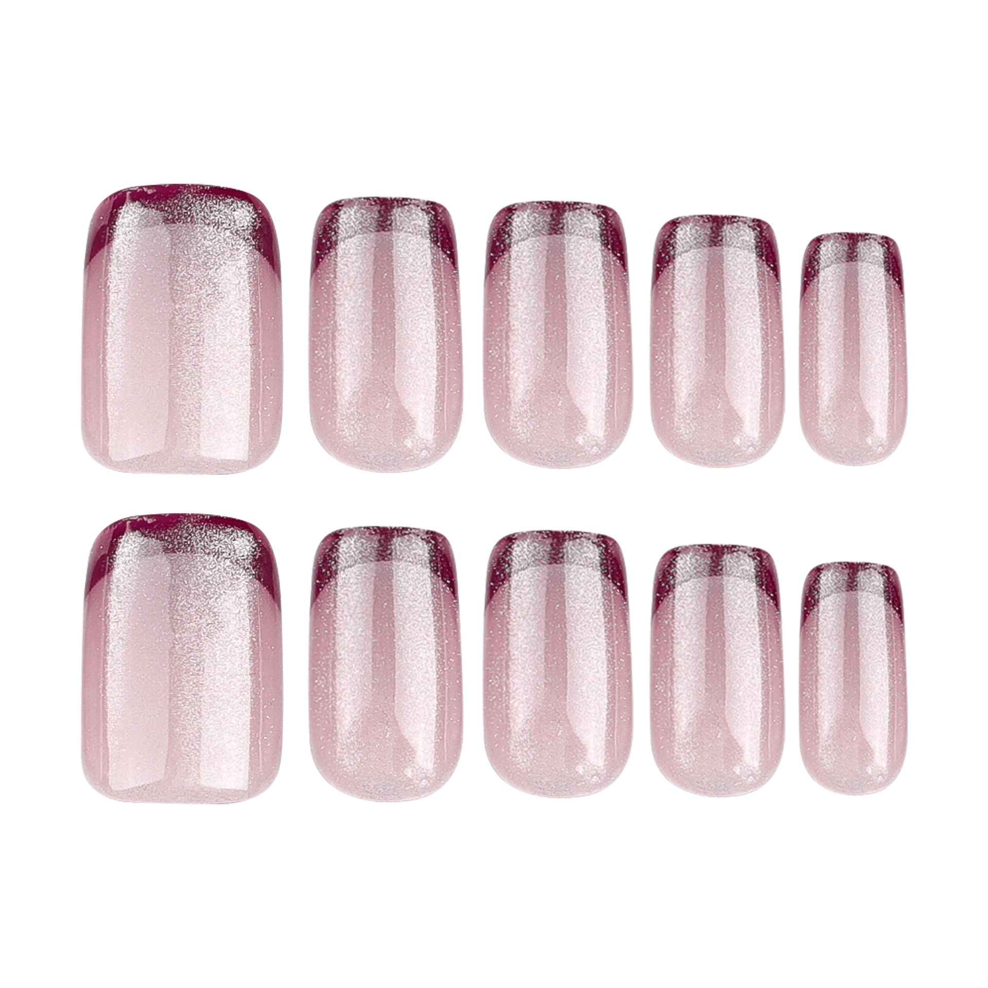 Wine Red Cat Eyes Short Nails