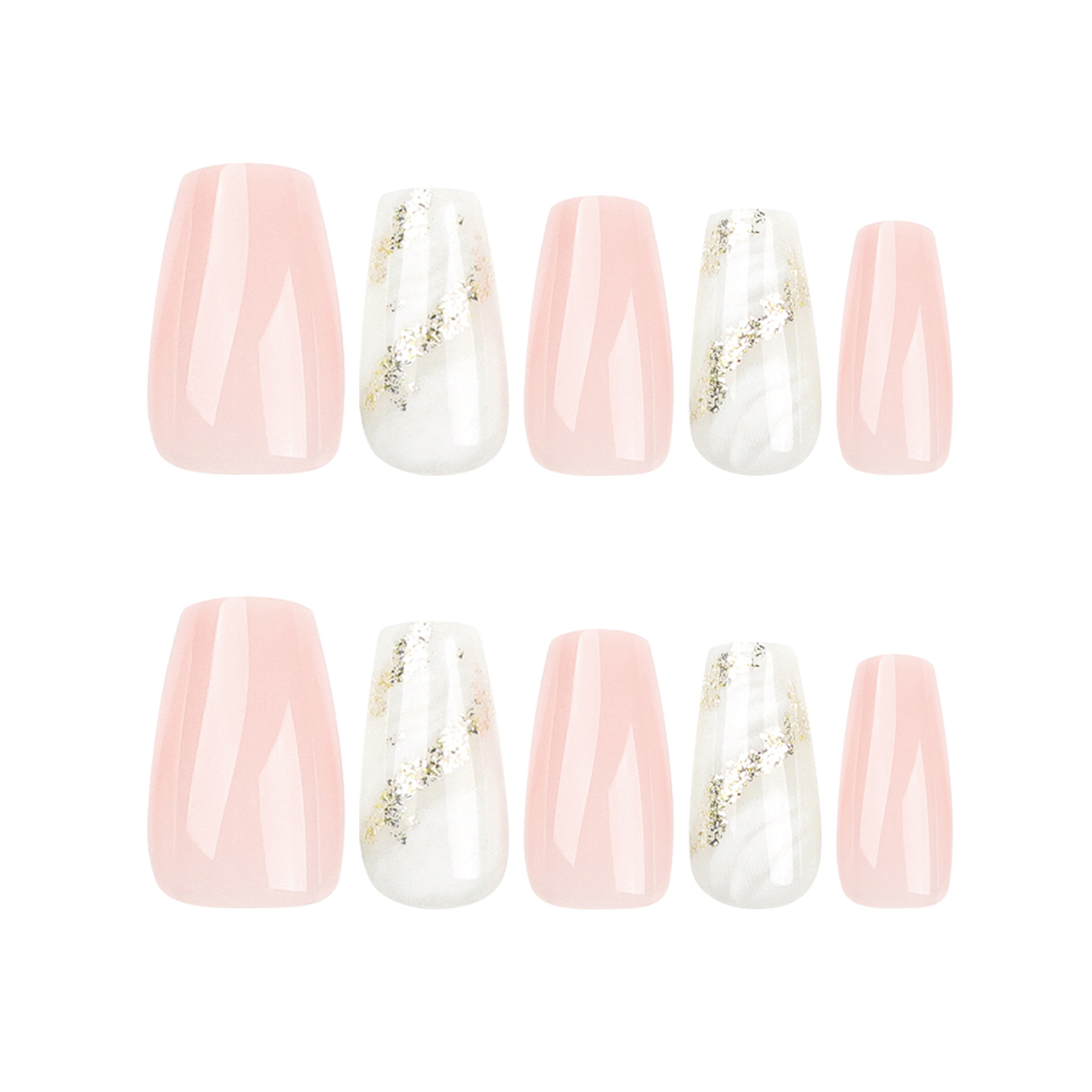 Marble White Medium Nails
