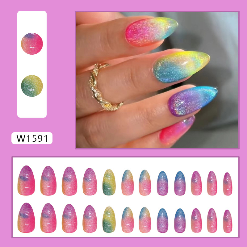 Rainbow Cat Eyes Medium Nails