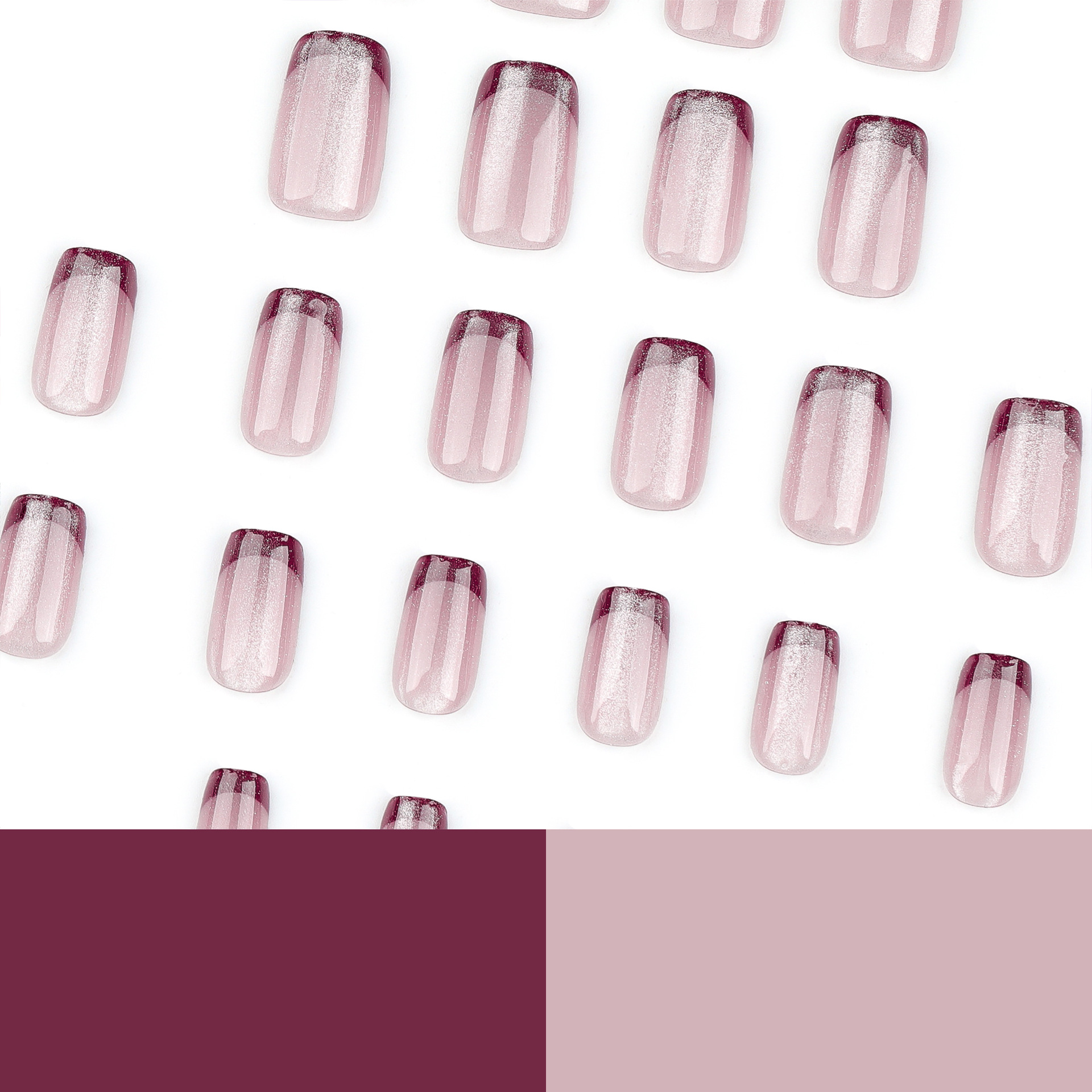 Wine Red Cat Eyes Short Nails