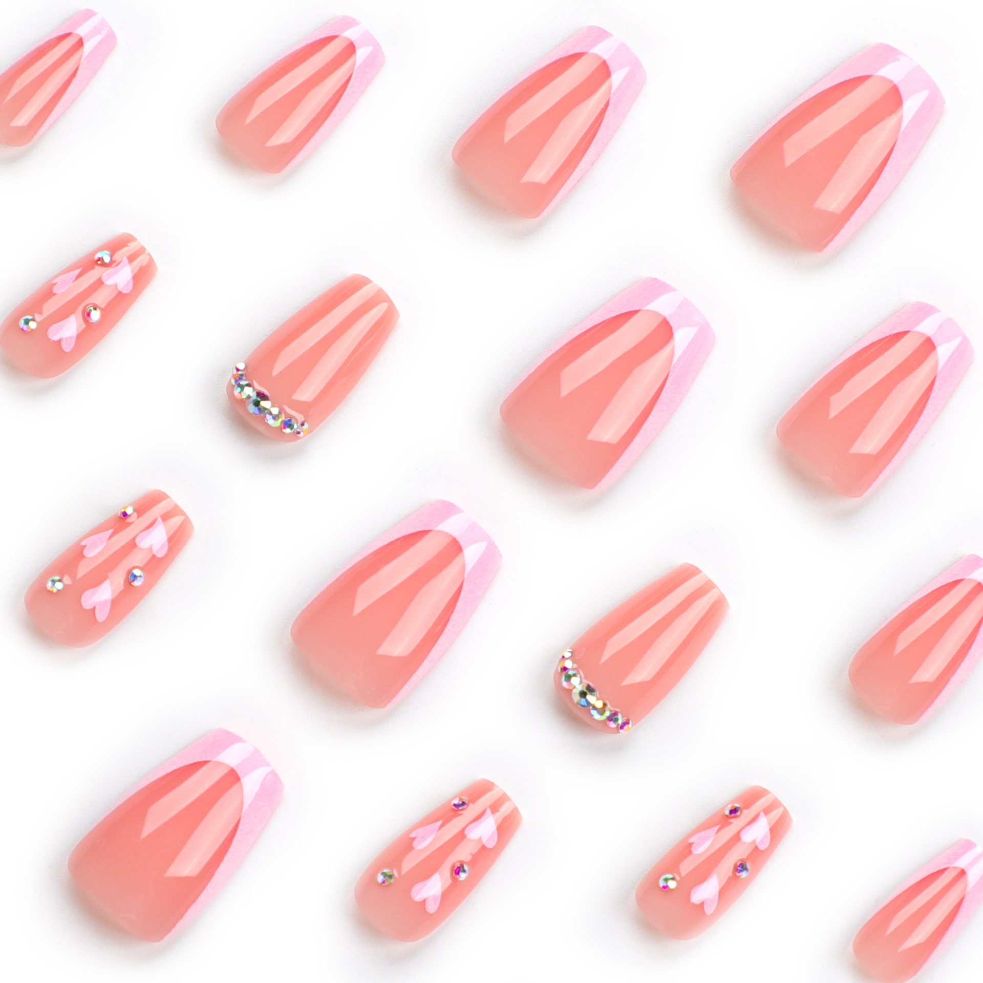 Pink French Tips Valentine's Day Medium Nails