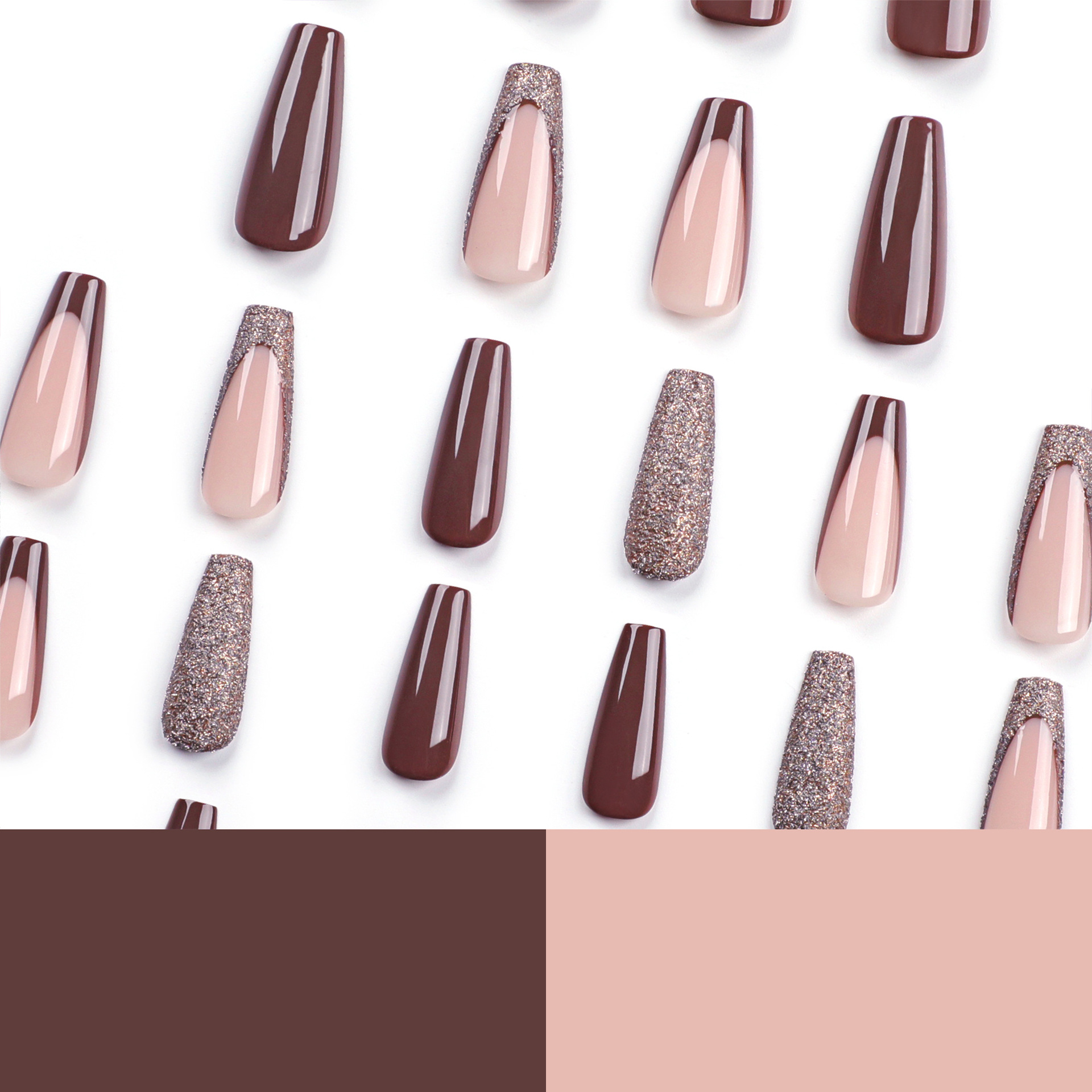 Brown french tip Long Nails