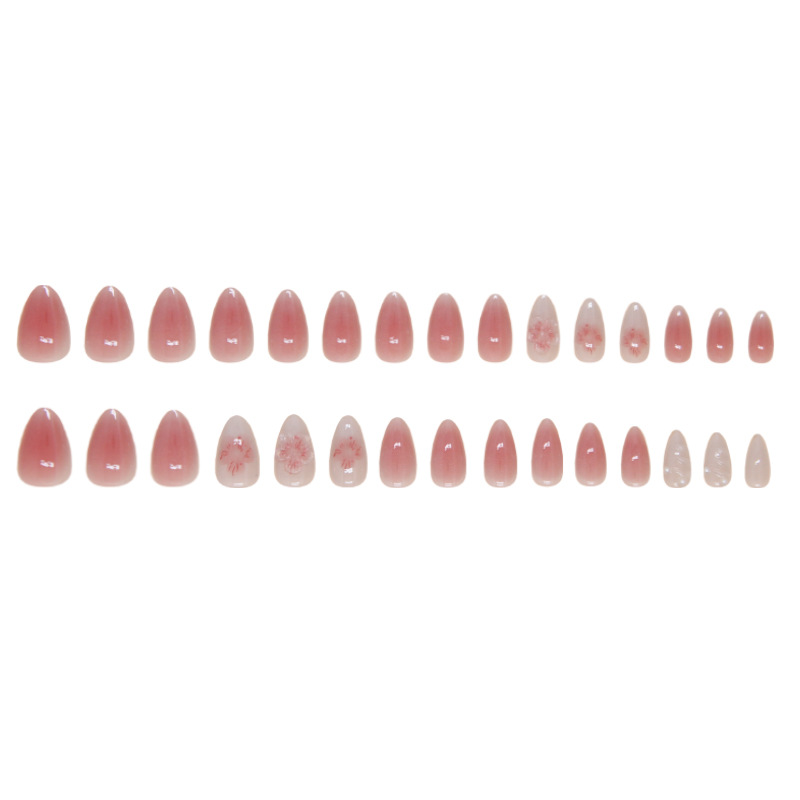 Ombre Pink Flowers Medium Nails