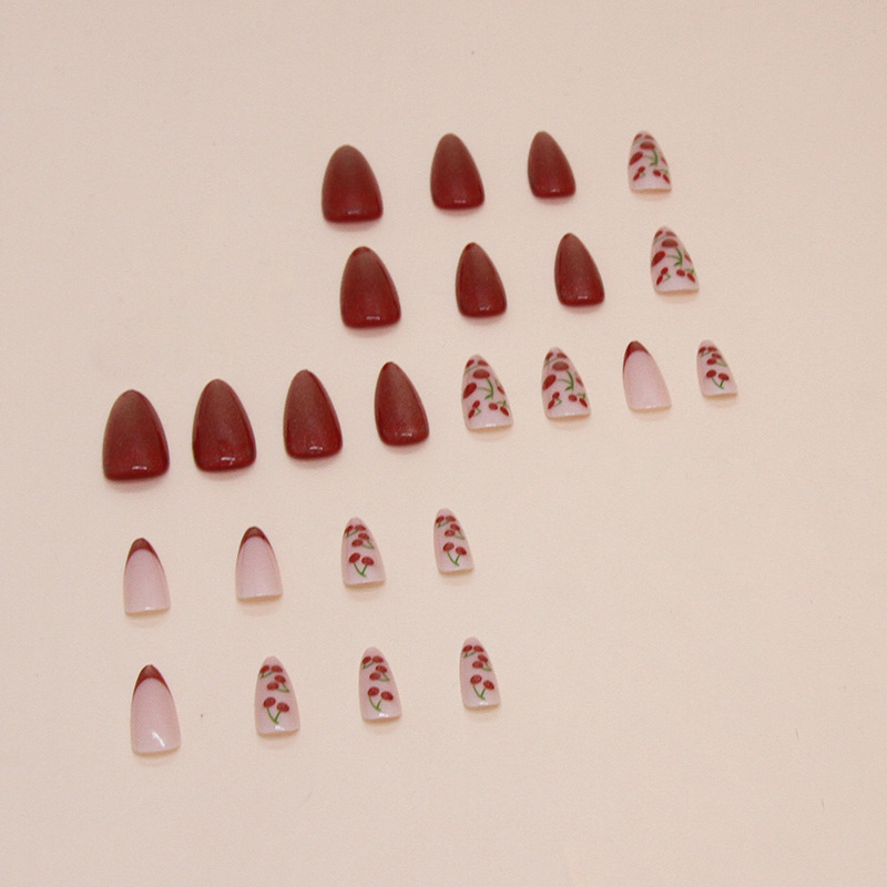 Cherry Cat Eye Medium Nails